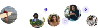 Imagens círculos mostrando pessoas que usam o app Cittua
